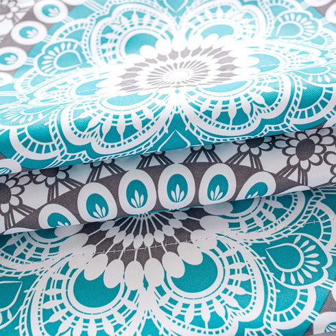DriftAway Bella Medallion Pattern Room Darkening Rod Pocket Window Curtain Valance 52 Inch by 14 Inch Aqua and Gray