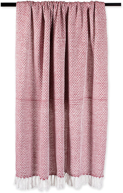 DII 100% Cotton Basket Weave Throw for Indoor/Outdoor Use Camping Bbq's Beaches Everyday Blanket, 50 x 60, Woven Stripe