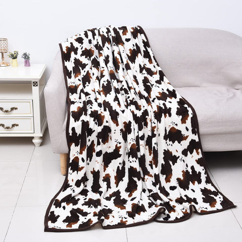 SHOP LC DELIVERING JOY Homesmart Cow Print Blanket Microfiber Throw Warm Cozy Fleece Animal Print Comforter Living Room Bedroom Sofa Couch Lightweight Travel Blanket Gifts