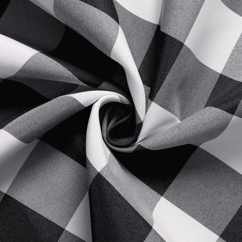 Hiasan Checkered Round Tablecloth 60 Inch - Waterproof Stain and Wrinkle Resistant Washable Fabric Table Cloth for Dining Room Party Outdoor Picnic, Black and White