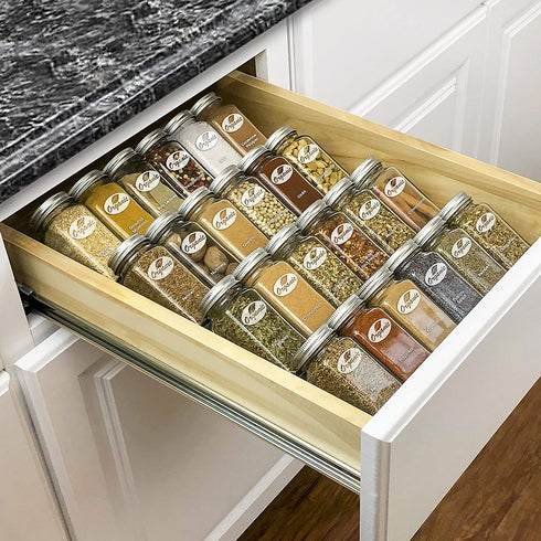 Lynk Professional Spice Rack Tray - Heavy Gauge Steel 4 Tier Drawer Organizer for Kitchen Cabinets, Silver Metallic, Medium, 10-1/4"/Medium (430411DS)