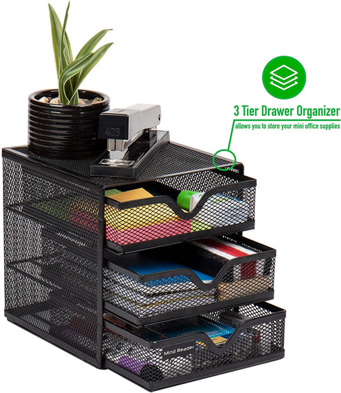 Mind Reader 3 Tier Drawer Organizer, Black