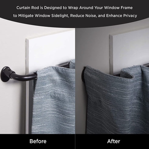 Eclipse EC Wrap Around Window Curtain Rod, 48-86", Black