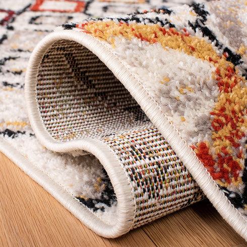 SAFAVIEH Amsterdam Collection AMS108K Moroccan Boho Non-Shedding Living Room Bedroom Accent Rug, 2'3" x 4', Ivory / Multi