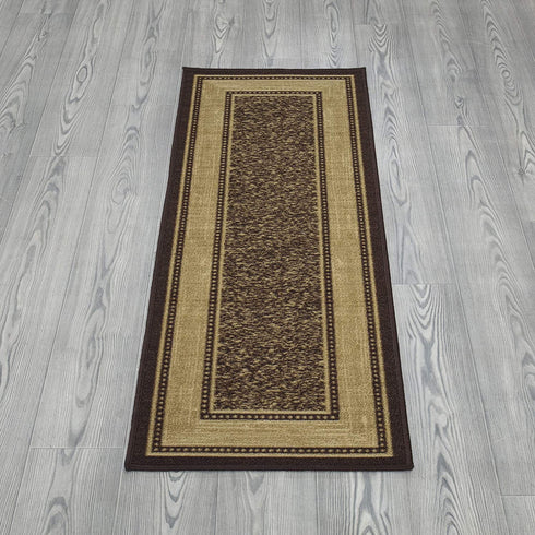 Ottomanson Contemporary Bordered Ottohome Rug, 20 in x 59 in, Chocolate Brown