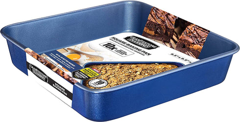 Granitestone Blue Bakeware Nonstick Square Baking Pan, Square Cake Pan, Brownie Pan Large 9.5? x 9.5? x 2? Size, Even Heat & Non-Warp Technology, Ultra Nonstick Mineral Coating, Dishwasher Safe