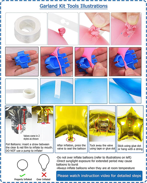 Blue Balloon Arch Kit 107+ pcs - 16 Ft Blue Balloon Garland Kit Dark Blue Balloons Water Blue White Chrome Silver Star Balloon Baby Shower Balloons Boy Birthday Party Globos Azules WF