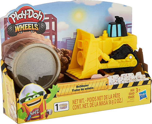 Play-Doh Wheels Mini Bulldozer Toy with 1 Can of Non-Toxic Stone Colored Buildin' Compound