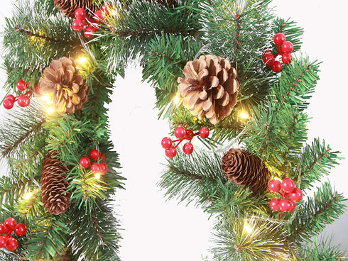 TOY MANIAC Christmas Garland 5.9 Feet Artificial Pine Garland Frosted Berry Pinecone Artificial Garland for Christmas Party Home Decoration