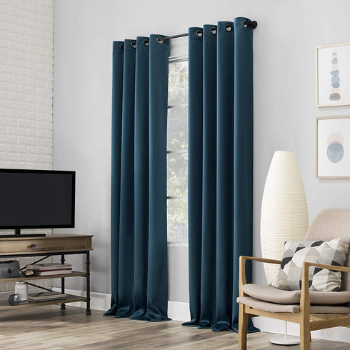 Sun Zero Nordic Theater Grade Extreme 100% Blackout Grommet Curtain Single Panel, 52" x 84", Teal