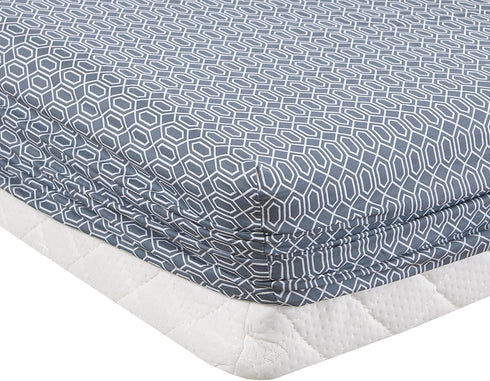 Comfort Spaces 100% Cotton Percale 3 Piece Set Ultra Soft Breathable Deep Pocket Printed Geometric Pattern Sheets with Pillow Cases Bedding, Twin, Diamond Blue