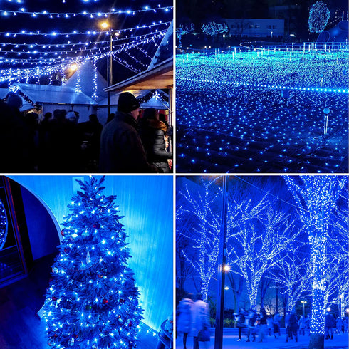 500 LED Christmas Fairy String Lights by Fiee, 8 Lighting Modes, 175ft Plug in String Waterproof Mini Lights for Outdoor Indoor Holiday Christmas Wedding Party Bedroom Decorations, 500L Blue