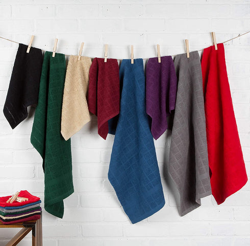 DII Basic Terry Collection Windowpane Dishtowel Set, 16x26, GraySolid, 4 Piece