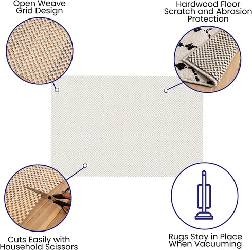 Flash Furniture Non Slip Rug Pad for 2' x 3' Area Rug, Hardwood Floor Rug Gripper Anti Skid Rug Pad Protective Cushioning Rug Pad