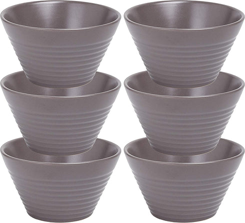 Ramen Bowl 13 Oz. Set of 6 Ceramic Ramen Noodle Rice Bowl, Microwave Safe Appetizer Bowls, Oven To Table Ramekins Bowls, Grey
