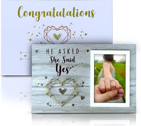 He Asked, She Said Yes Engagement Picture Frame , Engagement Gift For Couples Unique , Engaged Gifts For Her , Gifts For Newly Engaged Friend , Bride To Be Gifts For Her , Engagement Gifts For Women
