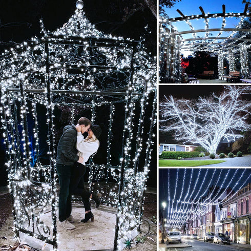 JMEXSUSS 2 Pack Upgraded Solar String Lights 200LED 75.5ft Solar Christmas Lights Outdoor Waterproof 8 Modes White Solar Lights for Christmas, Gardens, Wedding, Party, Tree, Outdoors Decorations