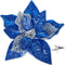 15 PCS Christmas Glitter Artificial Poinsettia Flowers Artificial Wedding Flowers Decorations Xmas Tree Ornaments with Clips (Blue)