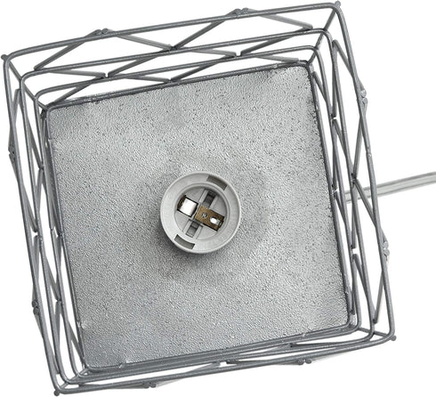 Simple Designs LT1073-GRY Geometric Square Metal Table Lamp, Gray