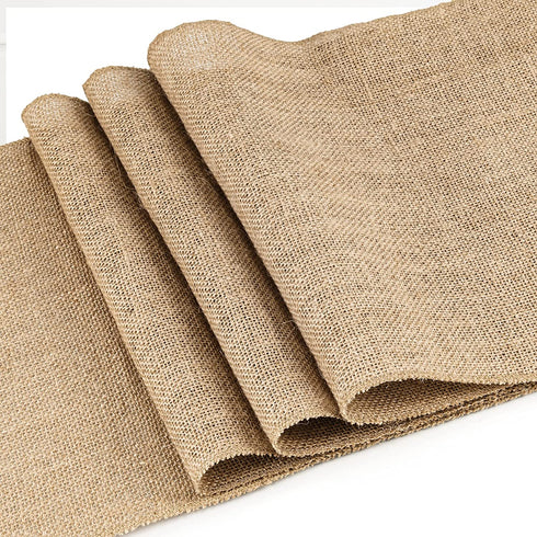 iPEGTOP Burlap Table Runner - 12 Inches x 10 Yards Extra Long - Natural Jute Fabric Roll Placemats Centerpieces with Sewn Edges for Farmhouse Country Rustic Home Decor Wedding Decorations Crafts