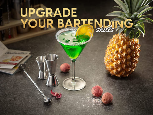 ROCKSLY Mixology Bartender Kit and Cocktail Shaker Set for Drink Mixing | Mixology Set with 6 Bar Set Tools and Pinewood Stand Makes It the Perfect Home Cocktail Kit | Complete Bartender Kit (Silver)