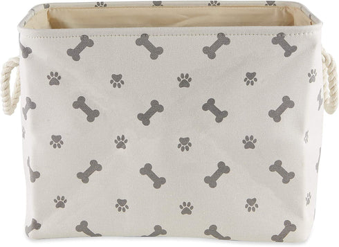 Bone Dry Pet Storage Collection Paw and Bone Print, Small Rectangle, Gray