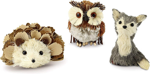 AuldHome Woodland Friends Figurines (Set of 3); Forest Animals Decor for Fall, Christmas, Winter and Themed Decor or Parties
