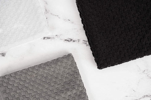 Kitchen Towels 100% Cotton - Machine Washable - Extra Soft 12x12 Black and White Dobby Weave Dish Towels, Tea Towels, Bar Towels - 12 Pack