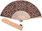 Hand Fan Bamboo Leopard Printed Folding Fan Cotton For Party Wedding Gift with Fan Cover