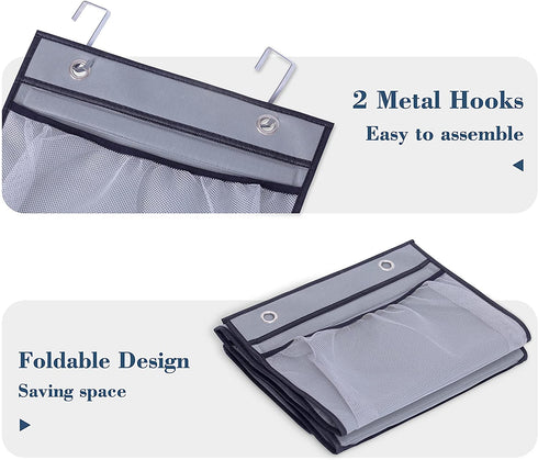 KEETDY Over The Door Organizer Storage for Closet with 5 Pockets Organizer for Bedroom Bathroom, 2 Pack?Grey?