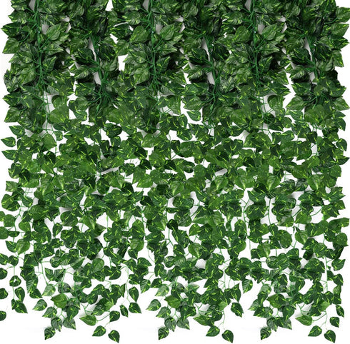 CEWOR 24 Pack 173ft Fake Vines for Hanging Decor Artificial Greenery Garland Fake Leaf Vines Hanging Plants Greenery Wall Backdrop for Home Bedroom Wedding Decoration Jungle Theme Party Supplies