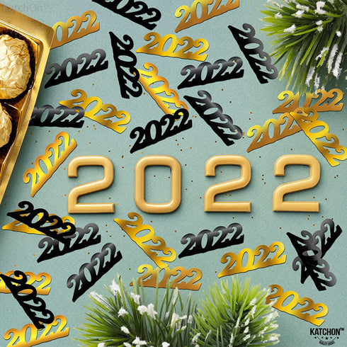 Black and Gold Graduation Confetti 2022 - 1.8 Ounce | Class of 2022 Confetti Graduation Decorations | Class of 2022 Decorations | Graduation Table Decorations | Graduation Centerpieces for Tables 2022