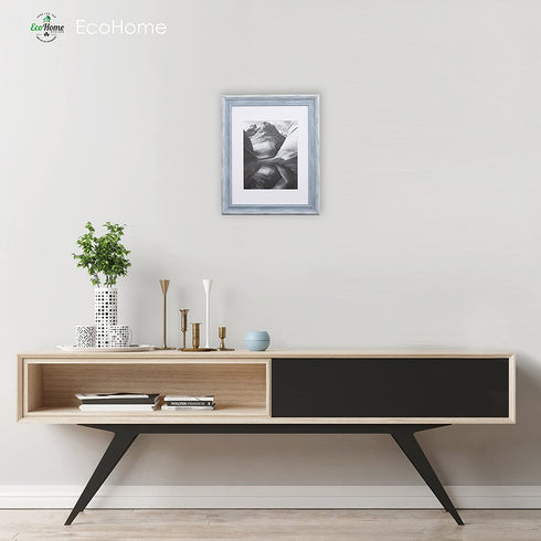 8x10 Picture Frame Distressed Blue - Matted to 5x7, Frames by EcoHome