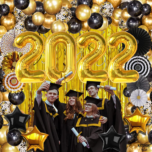 Huge 2022 Graduation Balloon Arch Kit - Pack of 110, Gold 2022 Balloons | Gold Foil Fringe, Hanging Swirls, Graduation Balloon Garland Kit | Graduation Party Decorations, Graduation Decorations 2022