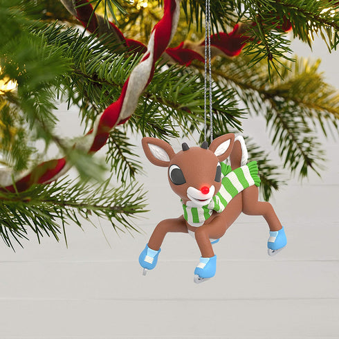 Hallmark Keepsake Christmas Ornament 2020, Rudolph the Red-Nosed Reindeer Slippery Skating, Light-Up