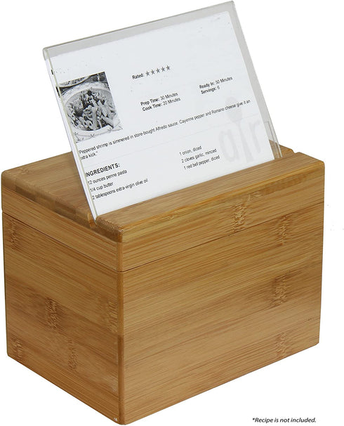Oceanstar Bamboo Recipe Box with Divider, Natural, 6.80" W x 4.90" D x 5.10" H