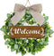 Spring Wreaths for Front Door Wreath 16 inch with Welcome Sign Farmhouse Outdoor Summer Wreath Greenery Eucalyptus for All Seasons