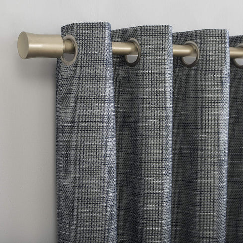 Sun Zero Brooks Burlap Weave Thermal Extreme 100% Blackout Grommet Curtain Panel, 52 in x 84 in, Navy/Denim Blue