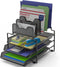 SimpleHouseware Desk 3 Sliding Tray and 5 Stacking Section Organizers, Black