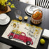 Harvest Farm Red Truck Full of Blooming Sunflowers Placemats - Set of 4 Washable Stain Resistant Kitchen Table Mats - Cotton Linen Woven Dining Table Mats - 12" x 18"