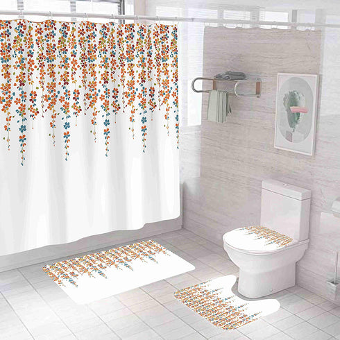 Taysta Fabric Waterproof Shower Curtain Curtains with Hooks Weeping Flower Floral Vine 72"X72" Decor Creative Home Decorative Bathroom