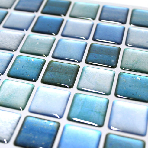 BEAUSTILE Decorative Tile Stickers Peel and Stick Backsplash Fire Retardant Tile Sheet (5pcs) (R ,N.Blue)