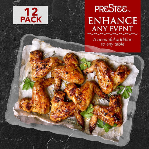12 Plastic Serving Trays Serving Platters | 9"X13" | Rectangular Disposable Party Platters and Trays | Clear Disposable Serving Trays for Parties | Party Serving Trays and Platters