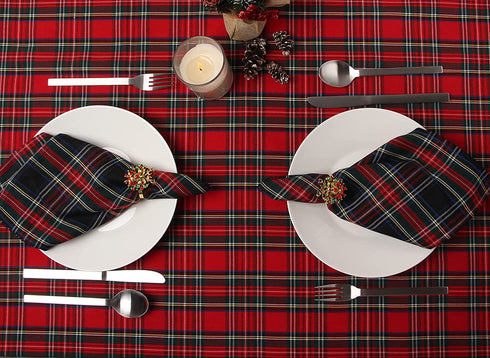 Ruth&Boaz Traditional Scottish Tartan Plaid SquareTablecloth for Famly Dinners & Christmas Parties (Red, 55"X84")