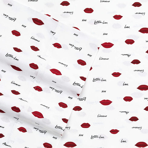 Betsey Johnson Performance Collection Bed Sheet Set-Lightweight, Breathable, Temperature Regulating Fabric. Super Soft, Easy Care Seasons, King, Love Lips