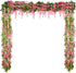 4 Pieces 26 Feet in Total Artificial Wisteria Garland Silk Wisteria Vine Artificial Wisteria Vine Fake Wisteria Garland Hanging Arch Flower for Wedding Home Garden Party Outdoor Decor (Pink)