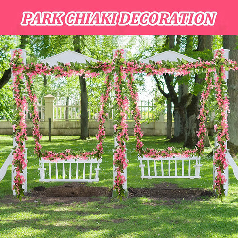 4 Pieces 26 Feet in Total Artificial Wisteria Garland Silk Wisteria Vine Artificial Wisteria Vine Fake Wisteria Garland Hanging Arch Flower for Wedding Home Garden Party Outdoor Decor (Pink)