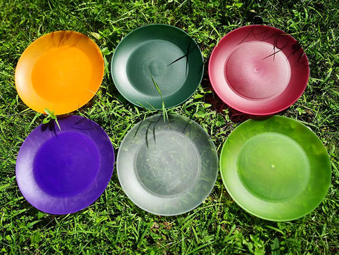 Everyday Plastic Reusable Plates BPA Free Dishwasher Safe Microwaveable set of 12 Great for Dinner Indoor Outdoor Use(Multi-color)