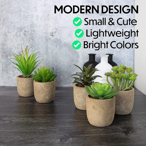 5 Artificial Succulents Plants Artificial Pot Small Fake Plants Bedroom Aesthetic Fake Succulent Plants - Cactus Decor Plants Bedroom Decor Potted Faux Succulents Desk Plant Shelf Decor Living Room