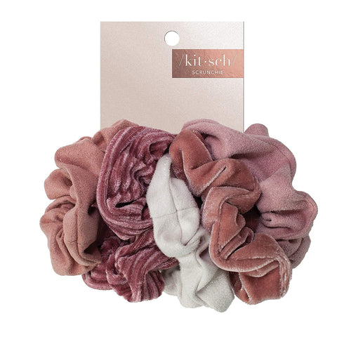 Kitsch Velvet Scrunchies for Hair | Hair Scrunchies for Women | Holiday Gift Scrunchy Hair Bands | 5 Pack (Blush/Mauve)